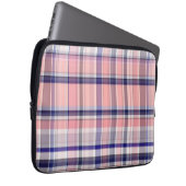 Rosa Navy Blue Weiße Preppy Madras Kariert Laptopschutzhülle (Vorne Rechts)