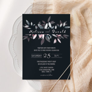 Rosa Navy Elegante sanfte Wasserfarbe Blumige Hoch Einladung