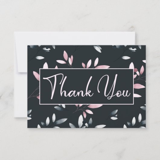 Rosa Navy Elegante Wasserfarben Dankeskarte (Vorderseite)