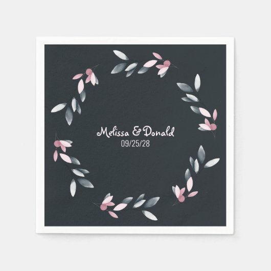 Rosa Navy Elegante weiche Aquarellfarben Blumenhoc Serviette (Vorderseite)