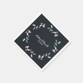 Rosa Navy Elegante weiche Aquarellfarben Blumenhoc Serviette (Ecke)