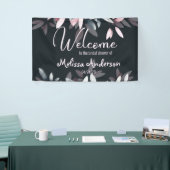Rosa Navy Elegantes Soft Watercolor Floral Bridal Banner (Messeveranstaltung)