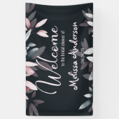 Rosa Navy Elegantes Soft Watercolor Floral Bridal Banner (Vertikal)