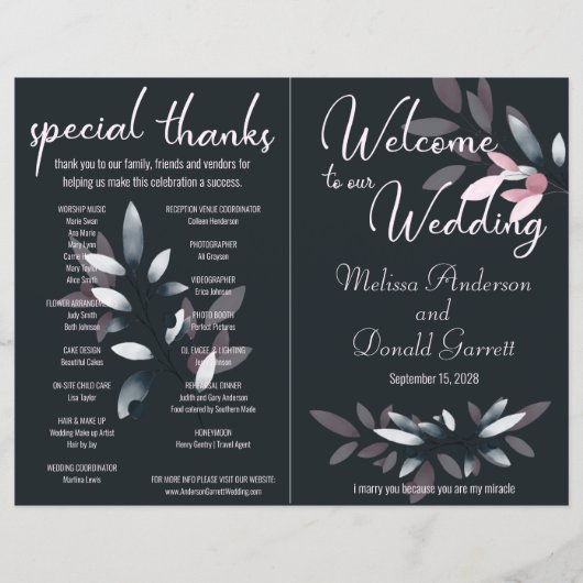 Rosa Navy elegantes Wasserfarbenprogramm geflochte (Vorderseite)