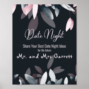 Rosa-Navy-Elegantes-Weich-Wasserfarben-Datenacht-S Poster