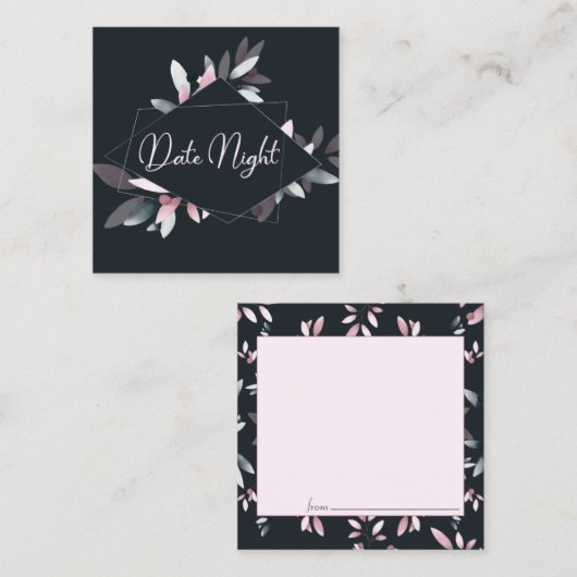 Rosa Navy Elegantes weiches Wasser Datum Nachtkart Quadratische Visitenkarte (Vorne/Hinten)