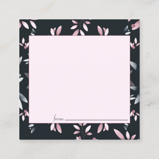 Rosa Navy Elegantes weiches Wasser Datum Nachtkart Quadratische Visitenkarte (Rückseite)