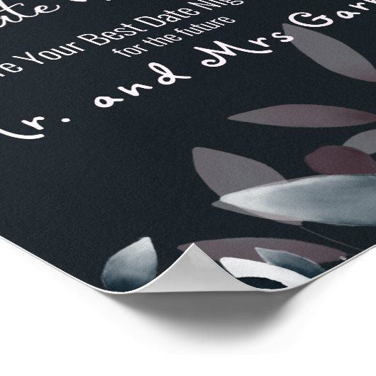 Rosa Navy Elegantes weiches Wasser Datum Nachtzeic Poster (Ecke)