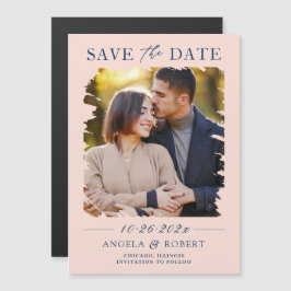 Rosa Navy Foto Save the Date Magnetkarte