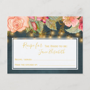 Rosa Navy Gold romantische Braut-Rezeptkarte Postkarte