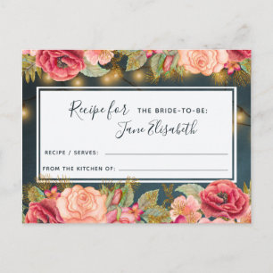 Rosa Navy Gold romantische Braut-Rezeptkarte Postkarte