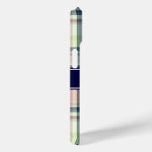 Rosa Navy Green White Preppy Madras N Monogram Case-Mate iPhone Hülle (Rückseite / Rechts)