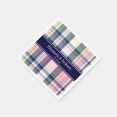 Rosa Navy Green White Preppy Madras N Monogram Serviette (Ecke)