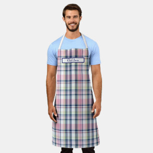 Rosa Navy Grün Weiß Preppy Madras Schürze