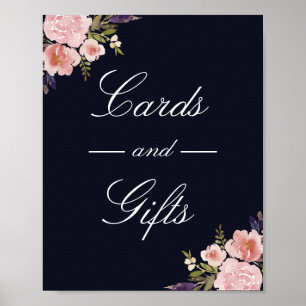 Rosa Navy Pfingstrosen Karten und Geschenke Hochze Poster