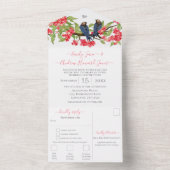 Rosa & Navy Secret Lovebird Forest Garden Wedding All In One Einladung (Innen Boden)