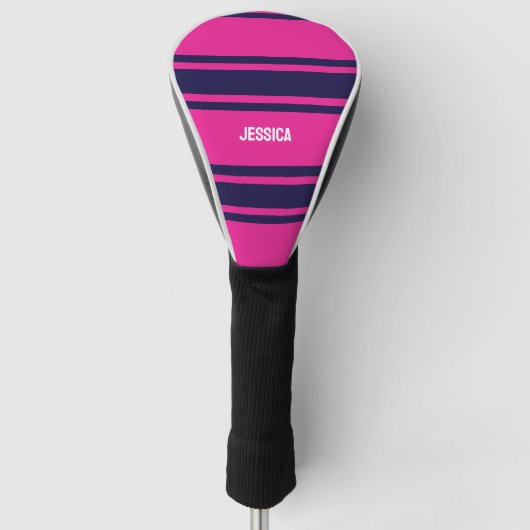 Rosa Navy Streifen Golf Headcover (Vorderseite)