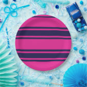 Rosa Navy Streifen Pappteller (Party)