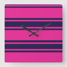 Rosa Navy Streifen Quadratische Wanduhr