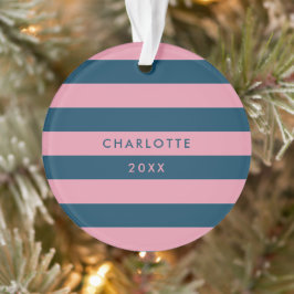 Rosa Navy Strip | Moderner Trendname Preppy Name Ornament