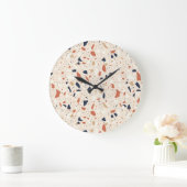 Rosa Navy Terrazzo-Effekt Große Wanduhr (Zuhause)