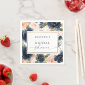 Rosa Navy Wasserfarbenflorales Brautparty Serviette (Beispiel)