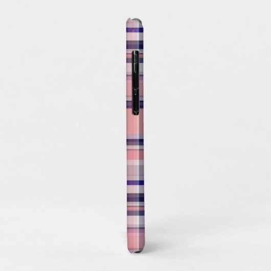 Rosa Navy Weiße Preppy Madras Quatrefolienmonogram Case-Mate iPhone Hülle (Hinten/Links)