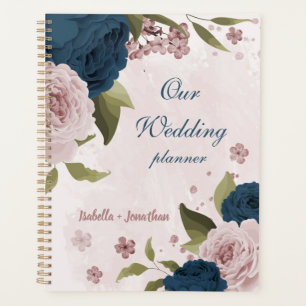 rosa navyblaue Blumen Hochzeit Planer