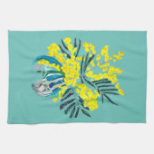 Rosa Nebel Frangipani Plumeria Beach Art Geschirrtuch (Horizontal)