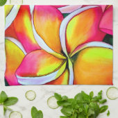 Rosa Nebel Frangipani Plumeria Beach Art Geschirrtuch (Gefaltet)