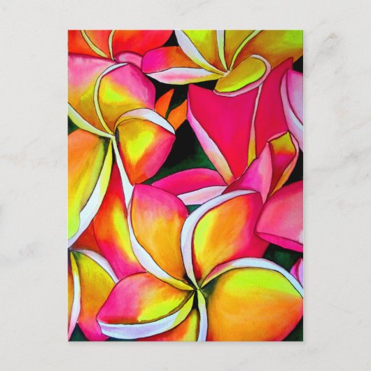 Rosa Nebel Frangipani Plumeria Beach Art Postkarte (Vorderseite)
