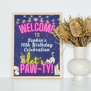 Rosa Nebel Glühen Niedlich Katzenkätzchen Pawty Wi Poster