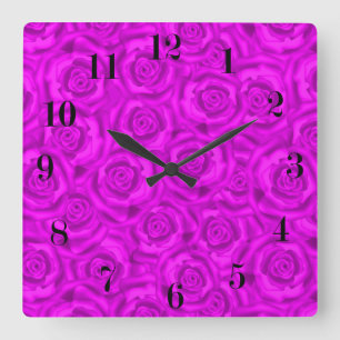 Rosa Nebel Quadratische Wanduhr