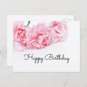 Rosa Nelke Blume Happy Birthday Postkarte (Vorne/Hinten)