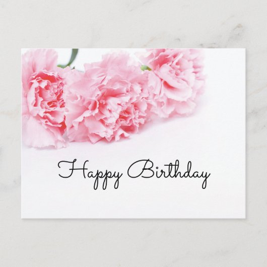 Rosa Nelke Blume Happy Birthday Postkarte (Vorderseite)