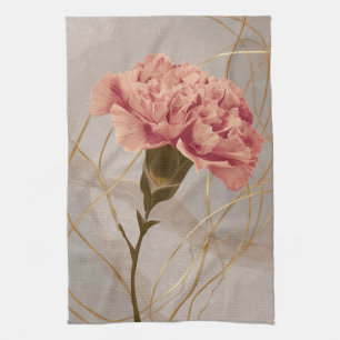 Rosa Nelke Floral Gold Geschirrtuch