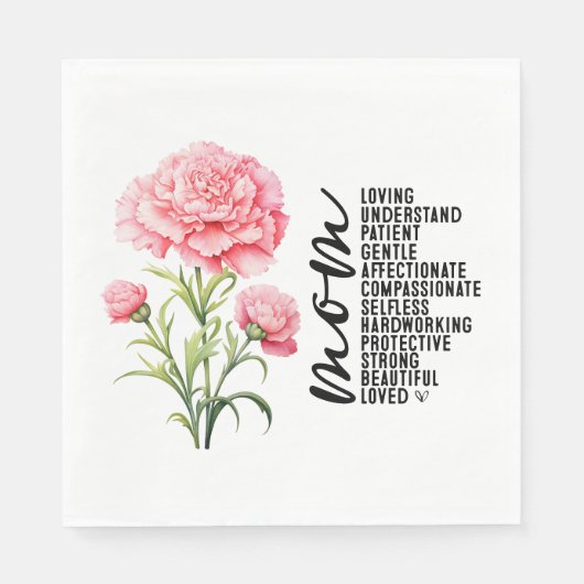 Rosa Nelke für den Muttertag der Mama Serviette (Vorderseite)