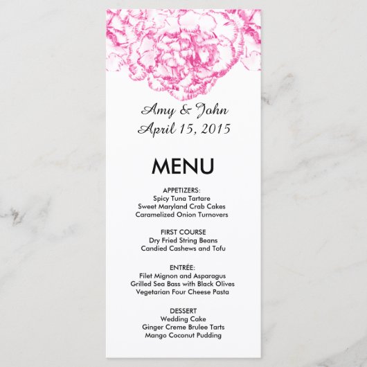 Rosa Nelke Hochzeitsmenü Nelke1 Menükarte (Vorderseite)