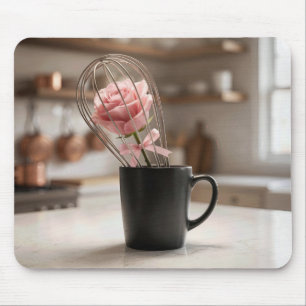 Rosa Nelke in einem Drahtschneebesen gefangen Mousepad