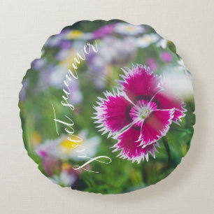 Rosa Nelke mit Gänse Rundes Kissen