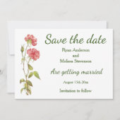 Rosa Nelken Aquarelltafel Save the Date Karte (Vorderseite)