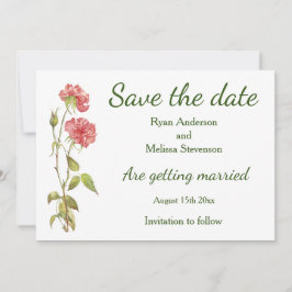 Rosa Nelken Aquarelltafel Save the Date Karte