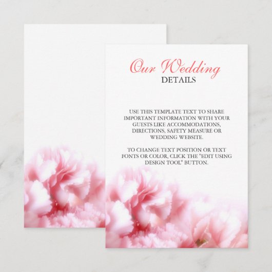 Rosa Nelken Begleitkarte (Vorne/Hinten)