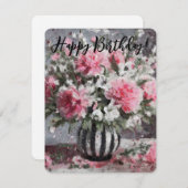 Rosa Nelken Blume Arrangement Geburtstagskarte (Vorne/Hinten)
