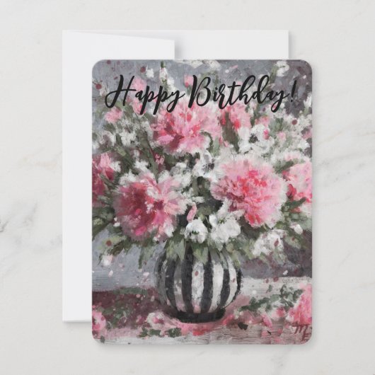 Rosa Nelken Blume Arrangement Geburtstagskarte (Vorderseite)