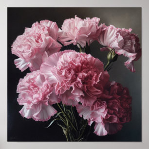 Rosa Nelken Blume Art Print Poster