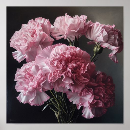 Rosa Nelken Blume Art Print Poster (Vorne)