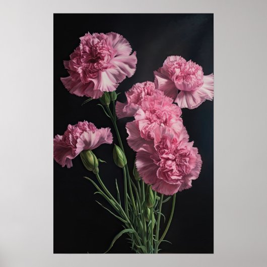 Rosa Nelken Blume Art Print Poster (Vorne)
