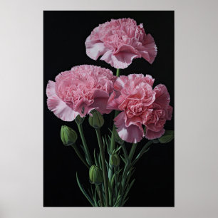 Rosa Nelken Blume Art Print Poster