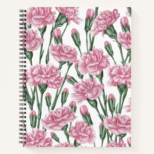 Rosa Nelken Blume Notizblock (Vorderseite)